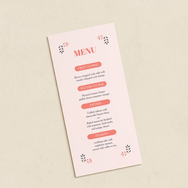 Menu de Casamento Elegante de Estética Chic Minima (Criador carregado)