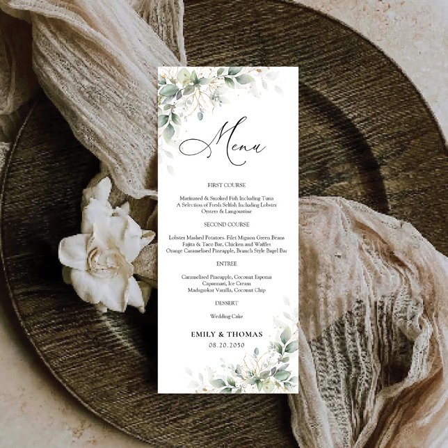 Menu de Casamento Elegante de Eucalipto (Criador carregado)