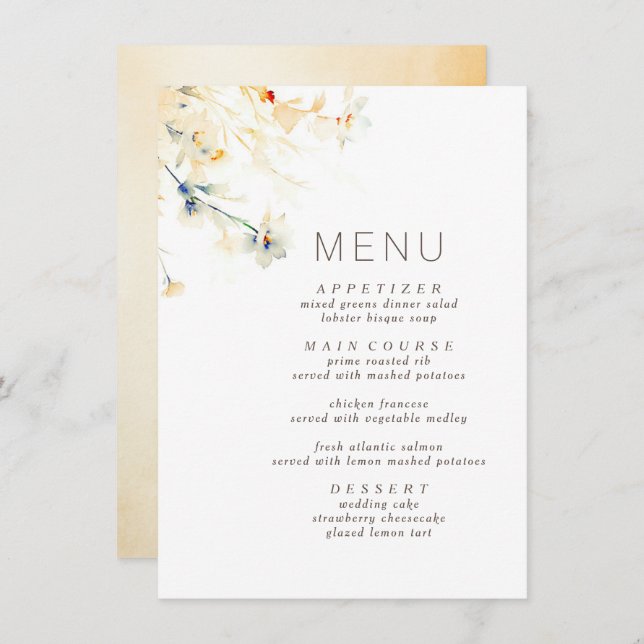 Menu de Casamento Elegante de Formas de Queda Terr (Frente/Verso)