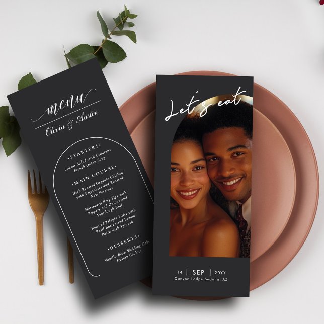 Menu de Casamento Elegante de Foto de Arch Minimal (Criador carregado)