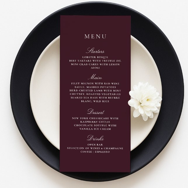 Menu de Casamento Elegante de Inverno de Queda de  (Criador carregado)