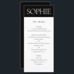 Menu de Casamento Elegante de Nome de Convidado Pe<br><div class="desc">Nome de Convidado Personalizado Elegante Black White Menu Place Card Modelo</div>