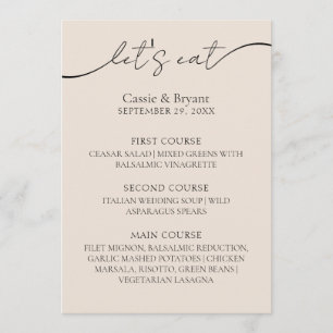 Menu de Casamento Elegante de Script Moderno Cláss