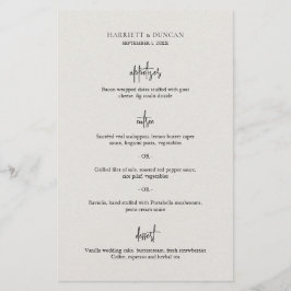 Menu de Casamento Elegante do bege neutro do etern