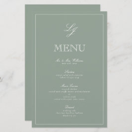 Menu de Casamento Elegante do Script Verde do Mono