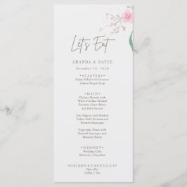 Menu de Casamento Elegante Flor Simples