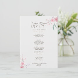 Menu de Casamento Elegante Flor Simples