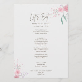Menu de Casamento Elegante Flor Simples