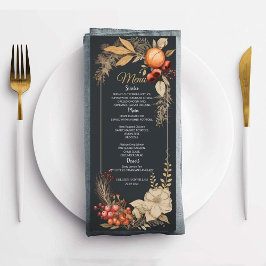 Menu de Casamento Elegante Floral da Modern Waterc