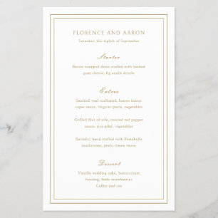 Menu de Casamento Elegante Florence Dourado