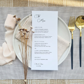 Menu de Casamento Elegante Minimalista
