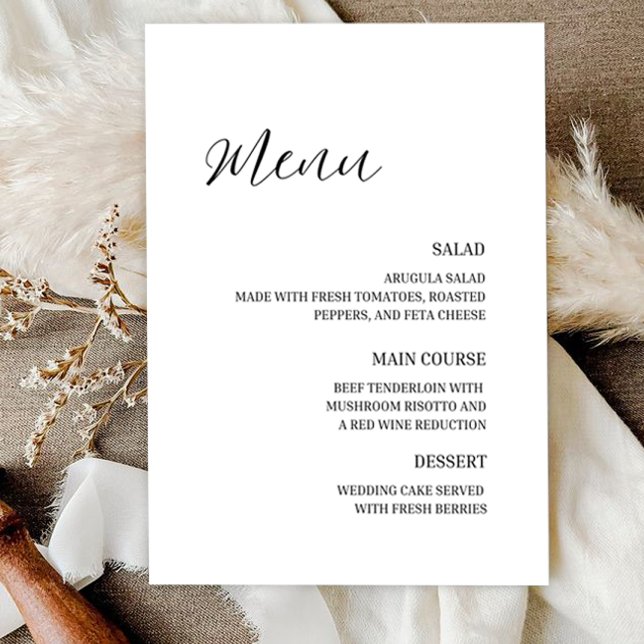 Menu de Casamento Elegante Minimalista (Criador carregado)
