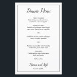 Menu de Casamento Elegante Moderno e Branco Negro<br><div class="desc">Menu de Casamento Moderno em preto e branco minimalista com o cabeçalho e seus nomes em um roteiro elegante junto com seu menu cercado por uma borda fina. A parte de trás tem o seu monograma no fundo. As fontes e a borda podem ser alteradas para qualquer cor desejada clicando...</div>