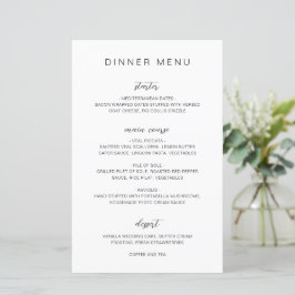Menu de Casamento Elegante Monograma Branco e Pret