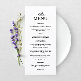 Menu de Casamento Elegante Preto e Branco