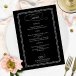 Menu de Casamento Elegante Preto E Branco<br><div class="desc">Menu de Casamento Elegante Preto E Branco</div>