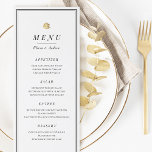 Menu de casamento Elegante preto e branco minimali<br><div class="desc">Cartões de cardápio,  preto e branco,  minimalistas,  elegantes,  com rosa dourado e bordas,  simples e na moda. Excelente para casamento clássico moderno e casamento formal. Veja todas as peças correspondentes na coleção.</div>