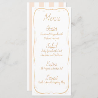 Menu de Casamento em Faixa Laranja Pastel