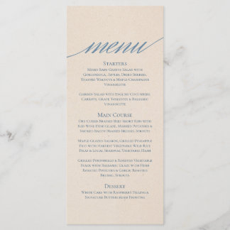 Menu de Casamento em Série Moderna em Azul Dusty