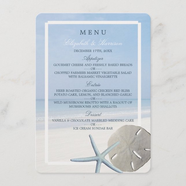 Menu de Casamento entre Dólar de Areia e Praia de  (Frente)