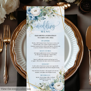 Menu de Casamento Eucalyptus Azul e Dusty Minimali