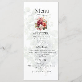 Menu de Casamento Eucalyptus Floral rosa