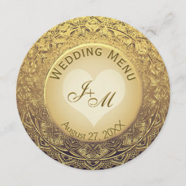 Menu de Casamento Faux Gold Foil