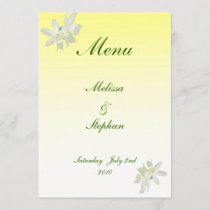 Menu de Casamento Floral Amarelo