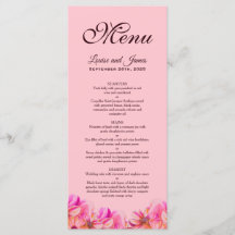 Menu de Casamento Floral Amarelo-Rosa Elegante