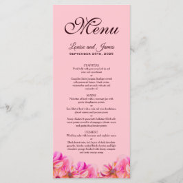 Menu de Casamento Floral Amarelo-Rosa Elegante
