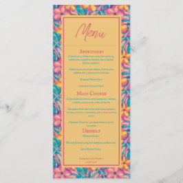Menu de Casamento Floral Amarelo-Rosa Tropical