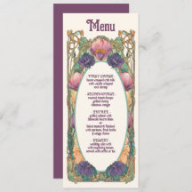 Menu de Casamento Floral Art Nouveau