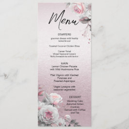 Menu de Casamento Floral Branco Cor-de-Rosa