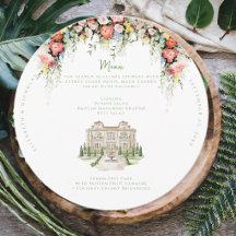 Menu de Casamento Floral Château Elegante