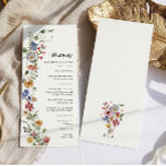 Menu de Casamento Floral Colorido<br><div class="desc">Nosso Colorido Menu de Casamento Floral é a maneira perfeita de compartilhar seu evento alegre! Única e caprichosa, este moderno menu de casamento apresenta impressionantes flores de aquarelas pintadas à mão com vassoura rústica em cores de azul escuro, rosa claro, rosa pincelado, amarelo-ouro, vermelho vibrante e folhas verdes de sábio...</div>