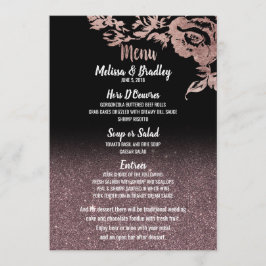 Menu de Casamento Floral com Brilhante Dourado Ros