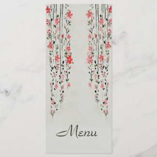 Menu de casamento floral com cor d'água do estilo