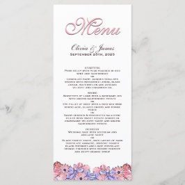 Menu de Casamento Floral com Lavanda Rosa Esbranqu