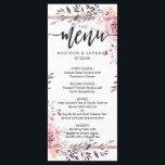 Menu de Casamento Floral com Moldura de Blush e Ro<br><div class="desc">Menus de Casamento Floral de Cor de Água Floral com Moldagem Dourada Blush & Rosa. Com a fonte do estilo de script de pincel de tendência! Verifique meu compro para ver toda a suíte de casamento para este design!</div>
