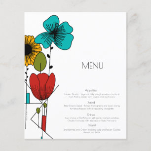 Menu de Casamento Floral Contemporâneo de Art Nove
