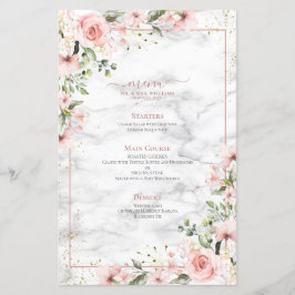 Menu de Casamento Floral Cor-de-Rosa Rosa Pecado e