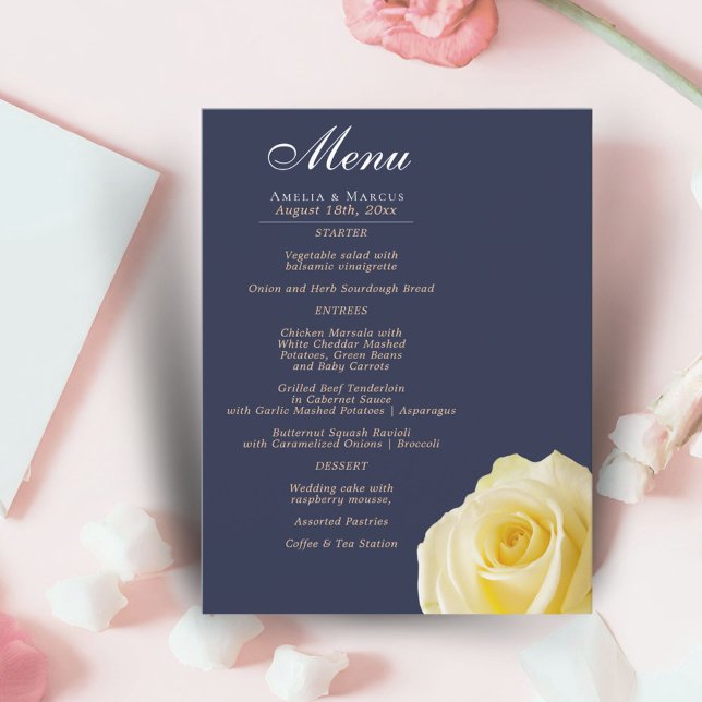 Menu de Casamento Floral da Flor Rosa Amarela Eleg (Criador carregado)
