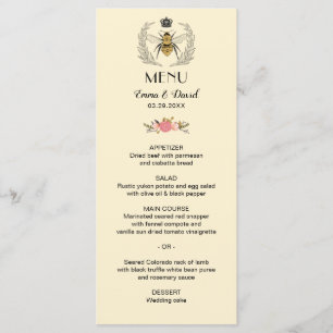 Menu de Casamento Floral da Rainha Real Bee Laurel