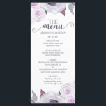 Menu de Casamento Floral da Rosa de lavanda e Cinz<br><div class="desc">Lavanda E Cinza Flórida Com Curly Tail & Stripe Fonts Lettered Hwding Menus. Verifique meu compro para ver toda a suíte de casamento para este design!</div>
