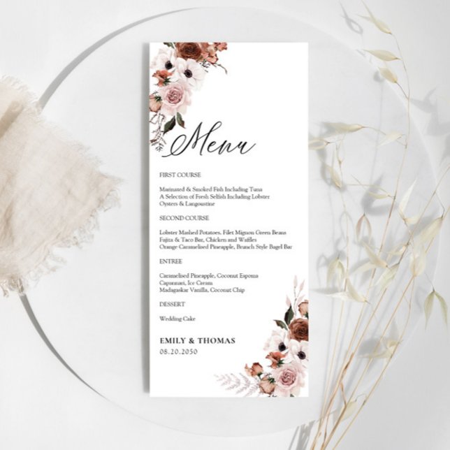 Menu de Casamento Floral da Seda (Criador carregado)
