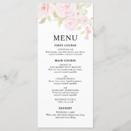 Menu de Casamento Floral de Cor de Água Floral Ros