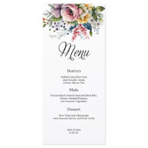 Menu de Casamento Floral de Flor Selvagem