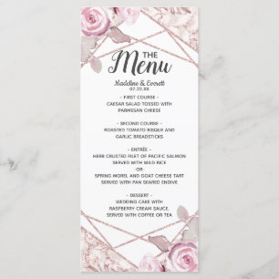 Menu de Casamento Floral de Frame Geométrico do Bl