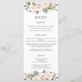 Menu de Casamento Floral de Marfim Rosa Cor-de-Ros
