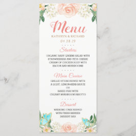 Menu de Casamento Floral de Pêssego com Blush de A
